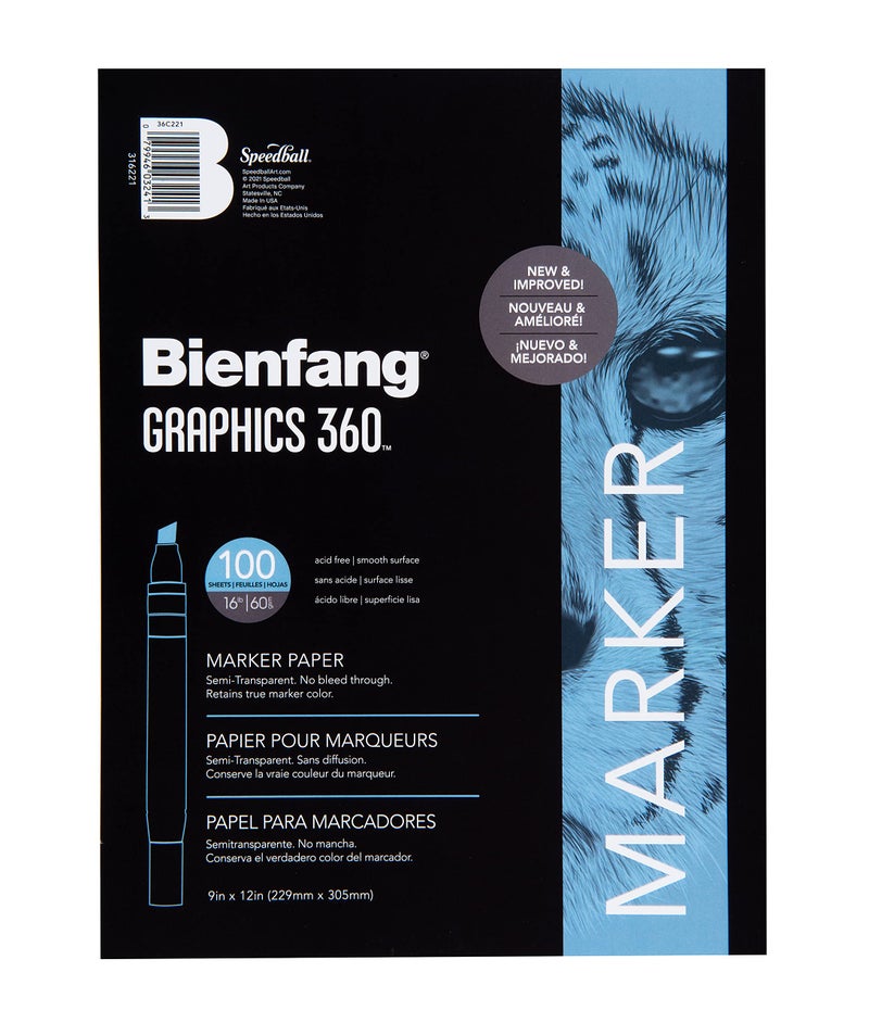 Bienfang Graphics 360 Marker Paper Pad, 9-Inch by 12-Inch, 100 Sheets - Image 1